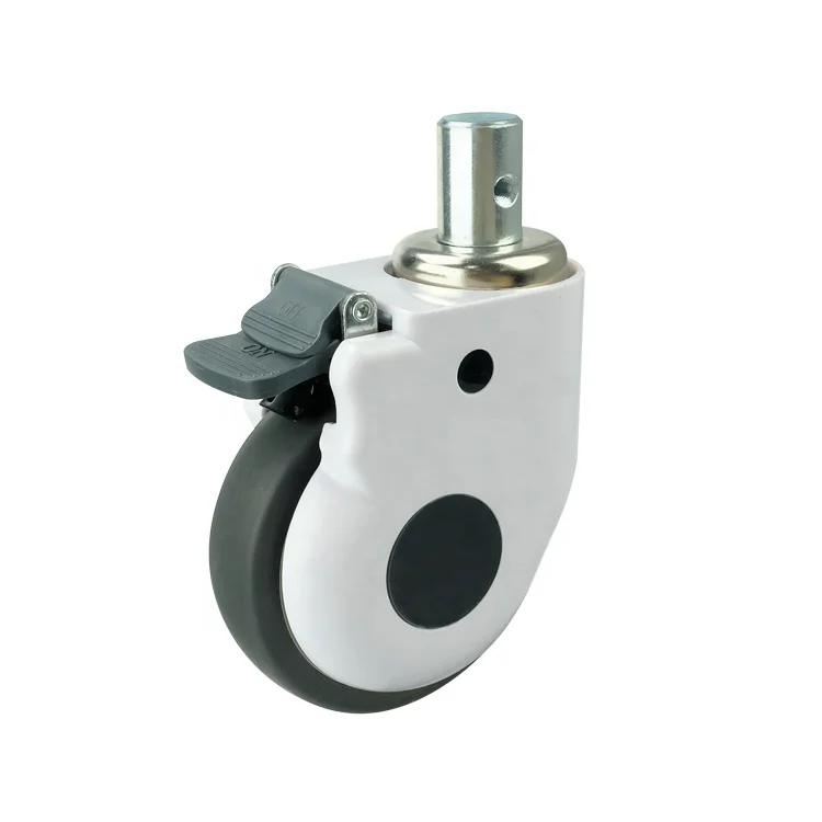 Hospital bed parts 125mm 5inch screwing swivel caster locking thread stem medical caster with brake