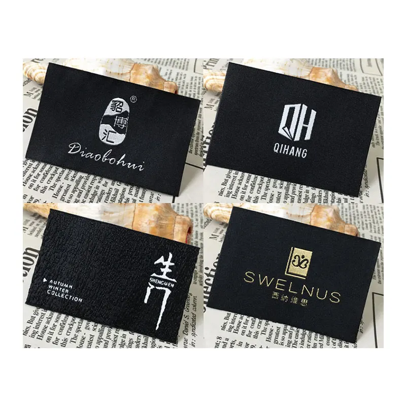 Custom Private Logo Neck Woven Clothes Tags Labels For Clothing Custom