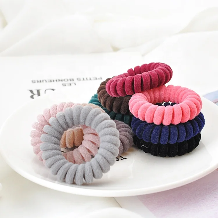 Girl Woman Knit Telephone Wire Elastic Hair Bands Rubber Band  Hair Rope Screw-type Shape Hair Ties Headwear