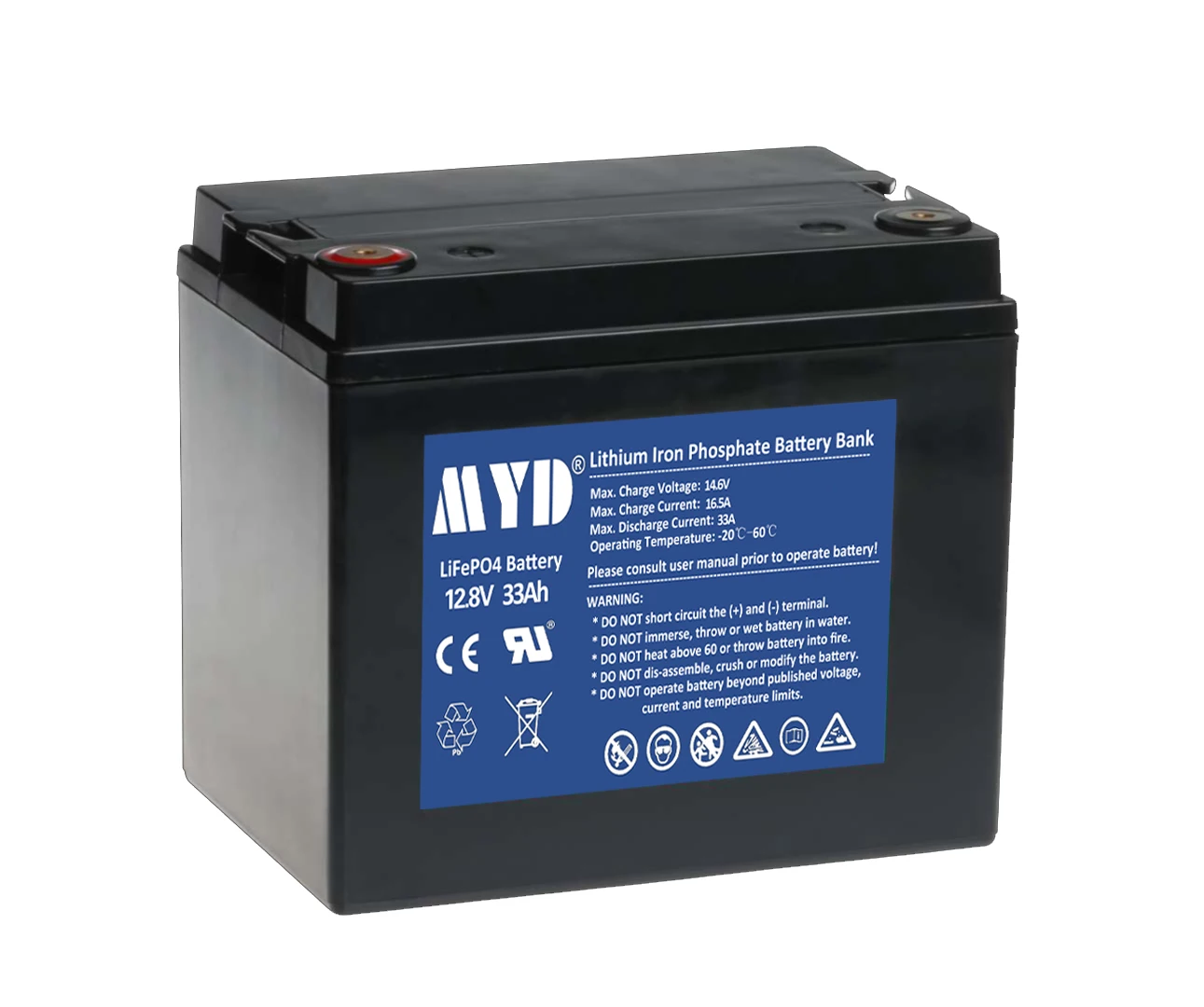 Высокая скорость разряда большая емкость 12 8 V 33Ah lifepo4 аккумулятор для аварийной