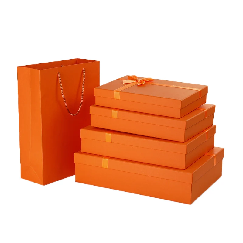 2021 Fashion simple gift box packaging boxes custom logo for clothes with bow Vaatteiden pakkauslaatikko Kleding verpakkingsdoos