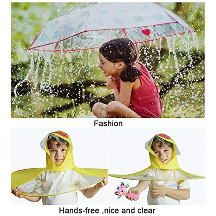 
New Little Yellow Duck Baby Hiking Poncho, Child Raincoat Child Cloak Little UFO Raincoat,hat Cloak Foldable boneless Rain coat 