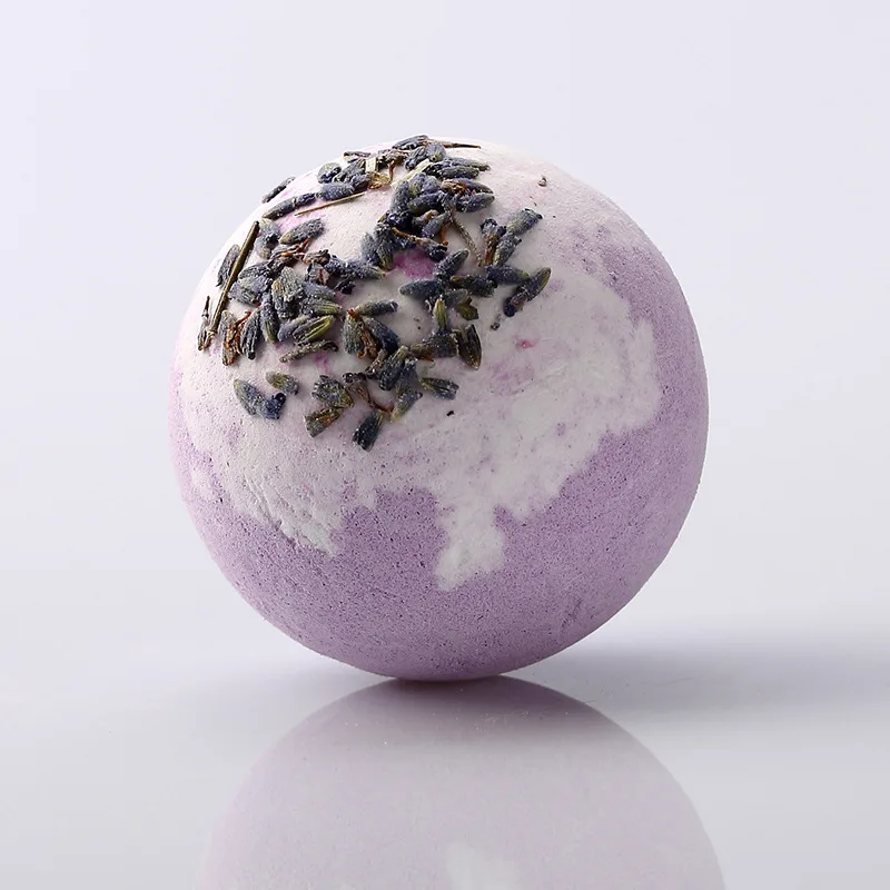 Wholesale OEM scented SPA Foaming salt ball with dry flower colorful bath bombs Essential oil bath ball