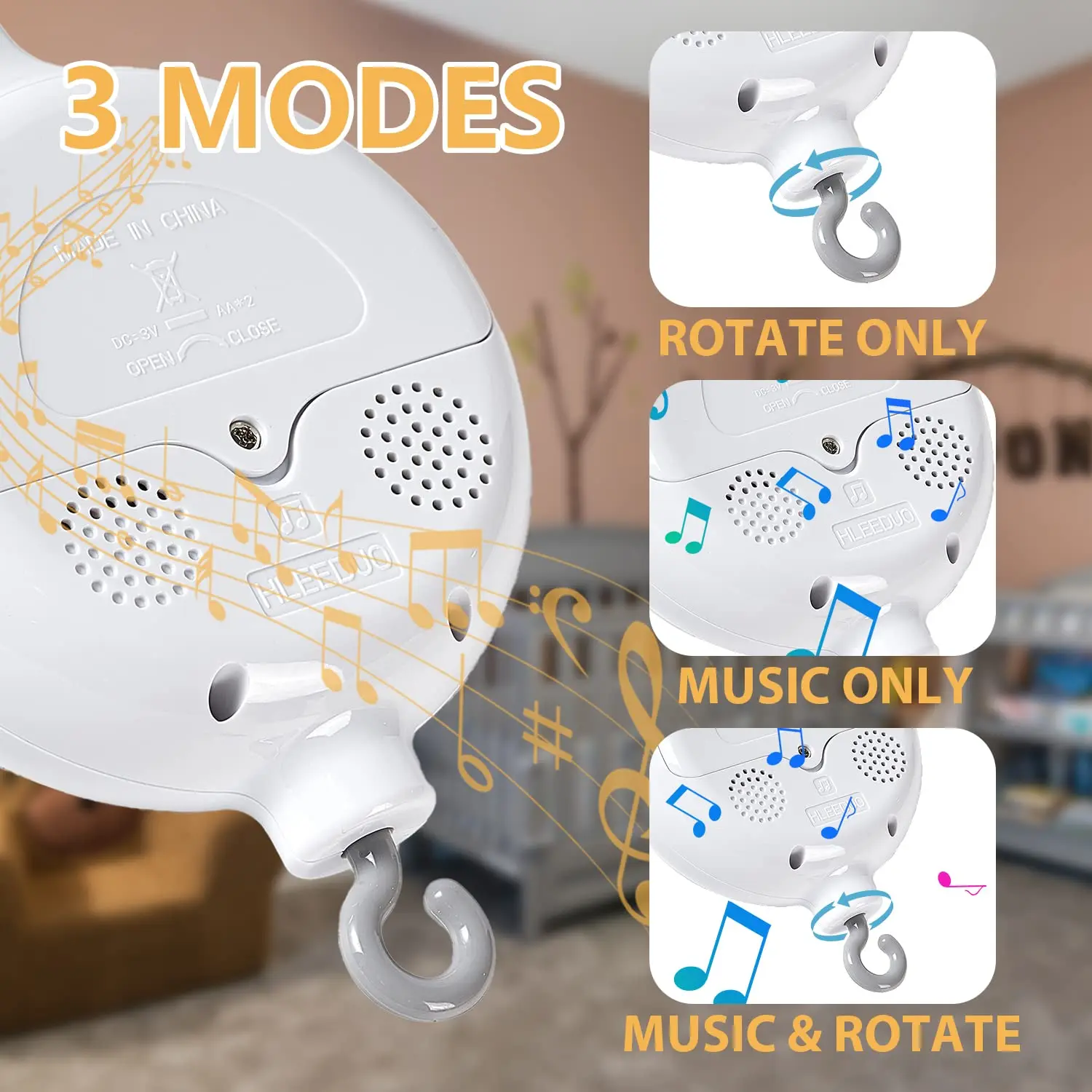 christmas musical toys custom tune song battery operated auto music box, baby spinner crib mobile motor for kids