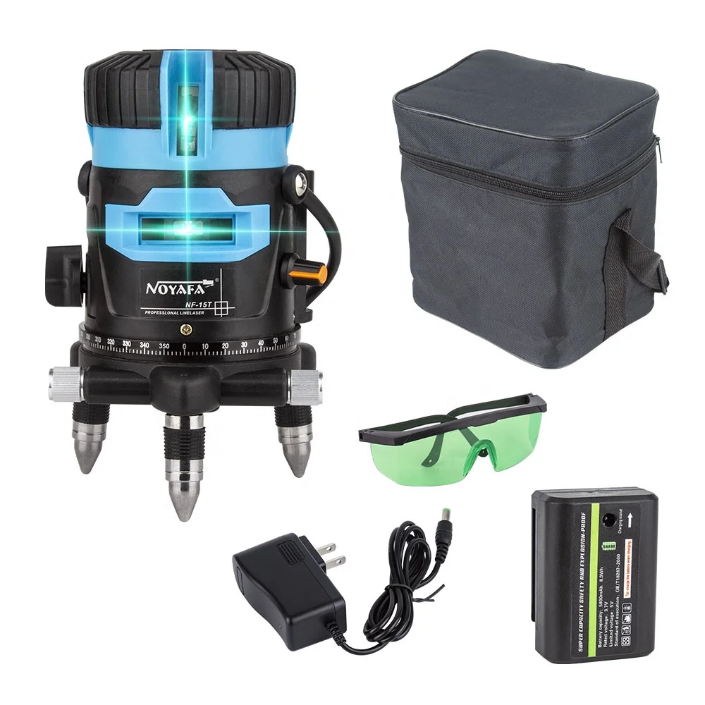 NOYAFA 5 Lines 3D Lazer Level Machine Green Beam 360 Tool 12 4D Rotary Laser Levels