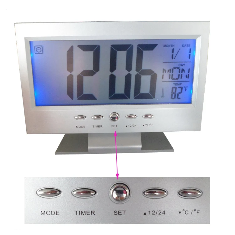Jumbo LCD Digital Display LED Nightlight Electronic Table Perpetual Calendar Clock
