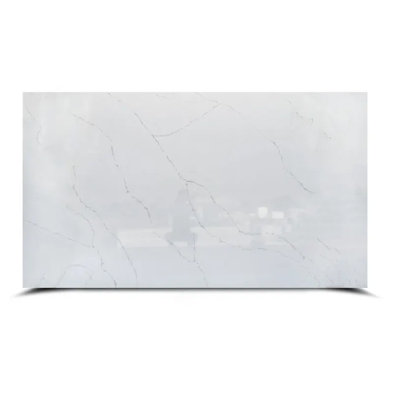 Pure White Grey Veins Quartz Slabs AL-9122 Crystal White Customized Quartz Slab