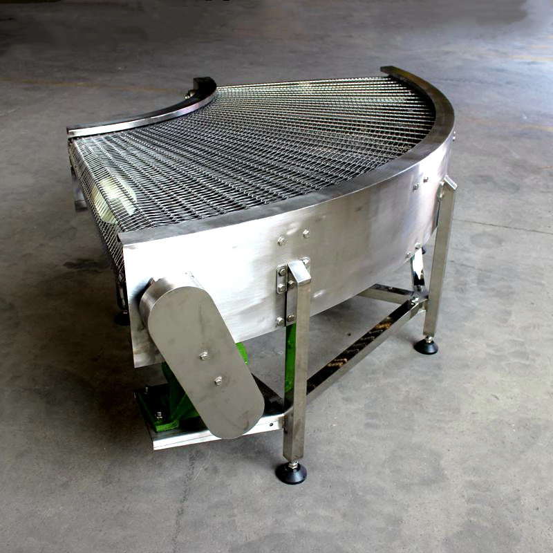 Customized stainless steel wire mesh belt 90 degree turning conveyor