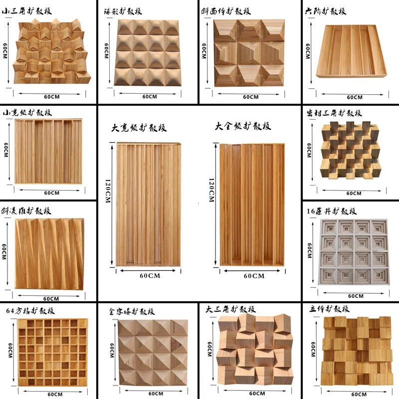 Diy 3D Triangle Wooden Wall Ceiling Sound Proof Sound Wood Acoustic Panel Acoustic Diffuser
