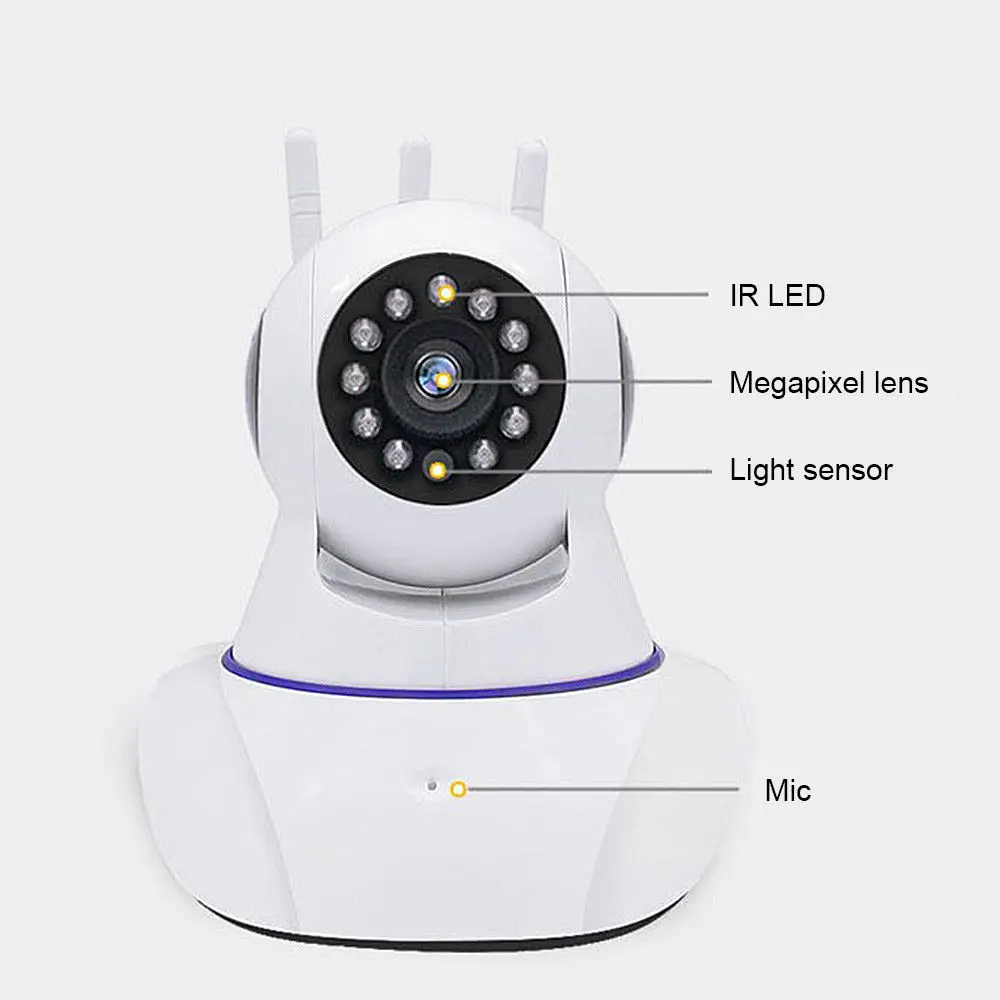 wireless smart home ip camera with Three antennas using YCC365plus APP