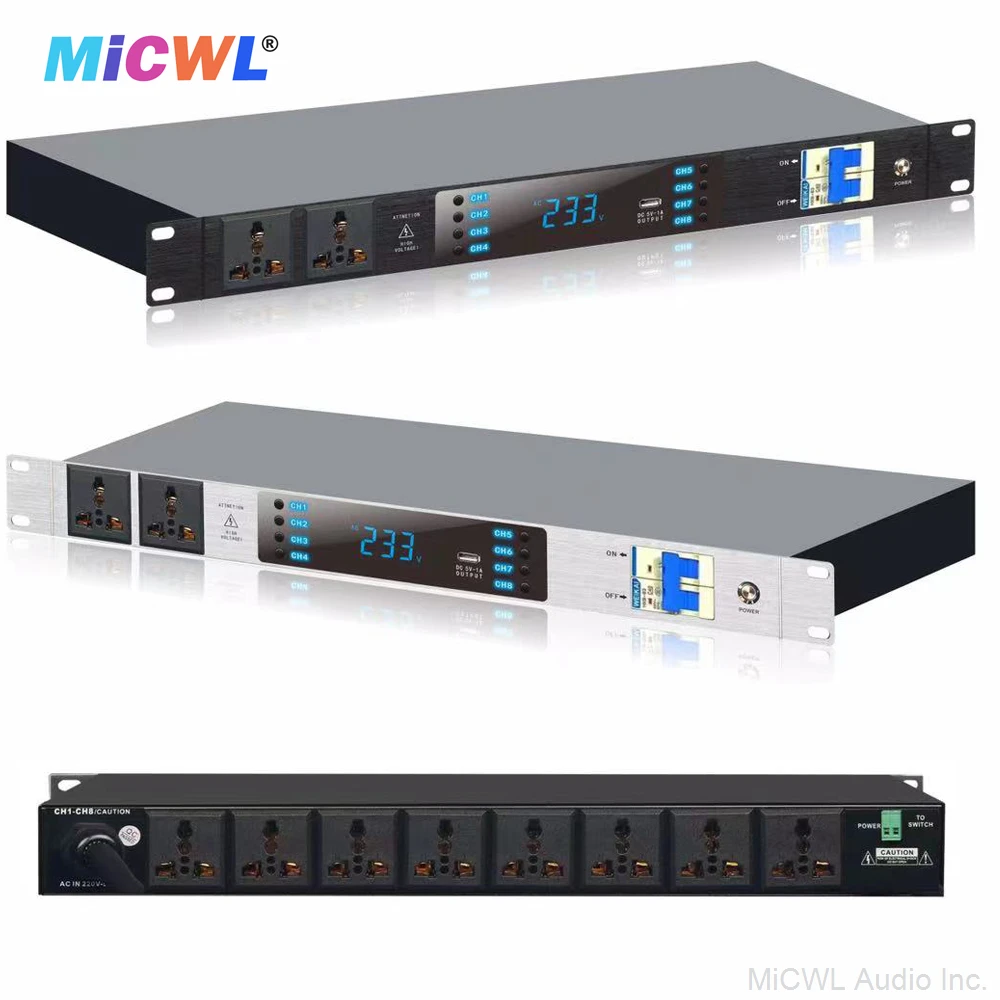 MiCWL S10 10 Output Rack Mount Power Sequence Controller 30A 8000W Conditioner Surge Protector Power Supply Regulator Air Switch