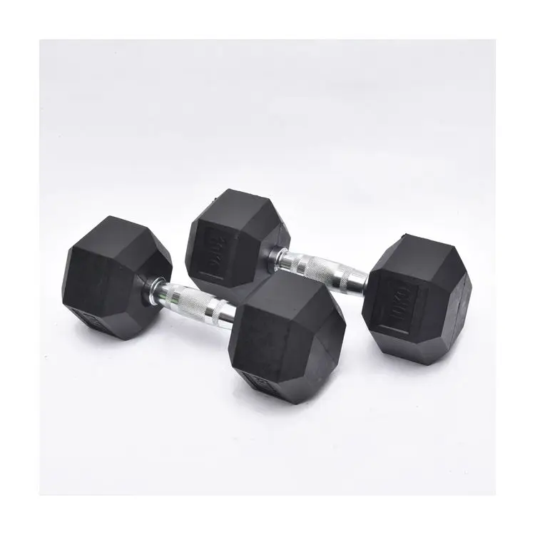 Factory wholesales 20kg rubber coating kurz hantel mancuernas de gym free weights custom dumbbell set hexagonal hex dumbbells