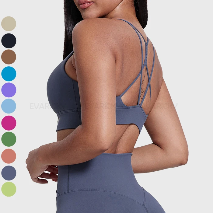 Wholesale High Support V Neck Yoga Sport Bra Top Fitness High Quality Women Gym Wear Running Workout Crossover Sports Bra