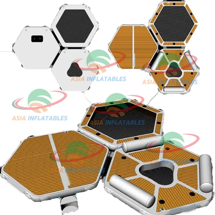 Heavy-duty Double Wall Fabric Inflatable Sea Dock Yacht Motor Boat Jet Ski Pontoon Dock with Teak EVA Pad