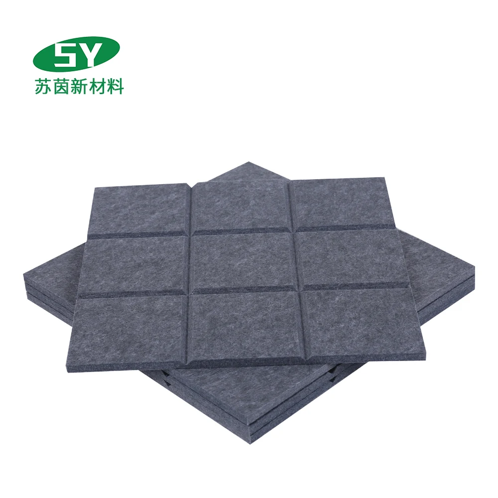 Customized Thickness High Density Grooved Panel Sound Absorption Polyester Fiber Acoustic Panel