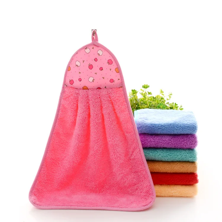 Customized Absorbent Hand Towel with Loop Kitchen Hanging Hand cleaning towel