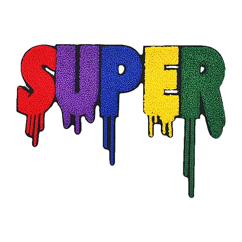 High Quality iron on letters custom embroidered patches Towel Chenille Patch