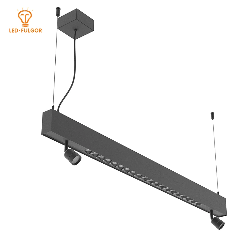 Beautiful black powder coating office shop Pendant Linear LED Light for Combination lighting