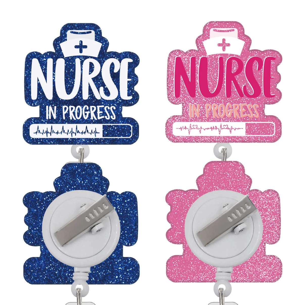 New RTS Bling Nurse in Progress Badge Reel Retractable Bling Teacher and professor Badge Reels Nures