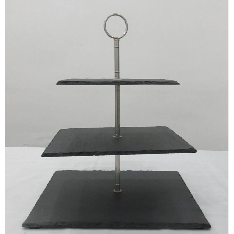 Slate  Food Display Square 3 Tier Stone Cake Stand
