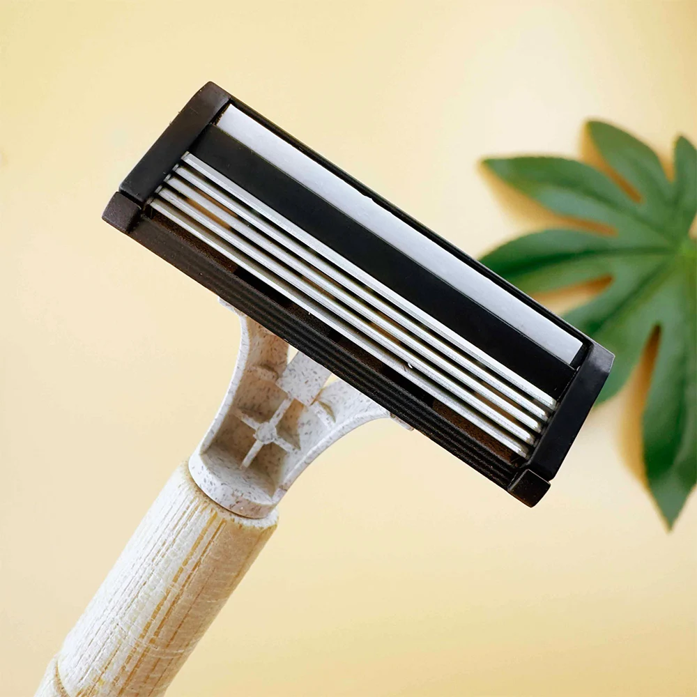 Eco Friendly Biodegradable Razor with Triple Blades Recycling Material Disposable Wheat Straw Blade Shaving Razor