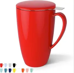 Amazon hot selling item ceramic mug with stainless steel filter tea infuser cups