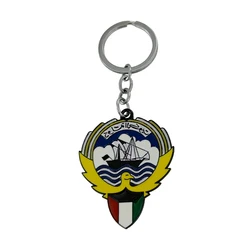 Spot car modification personality creative 3D metal keychain belt buckle small pendant Kuwait flag badge key chain key ring