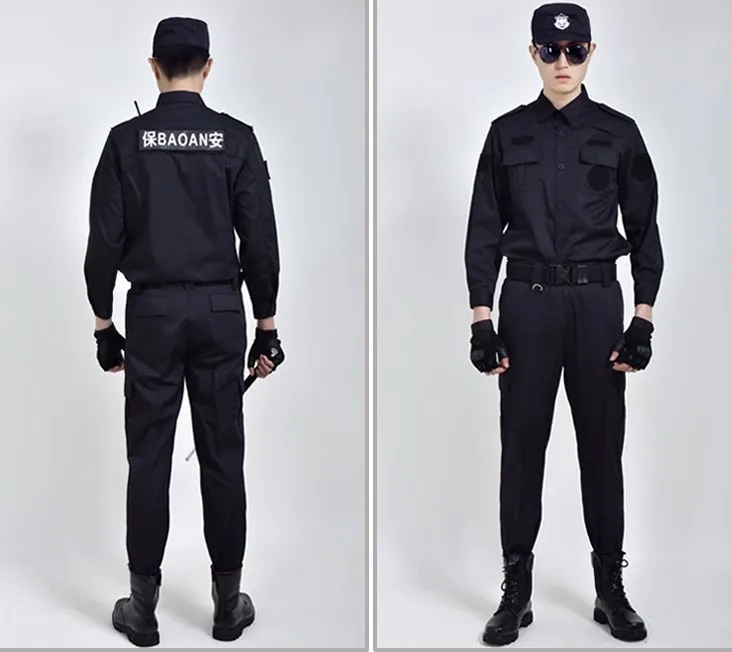 
summer long sleeve black security guard suit uniform 