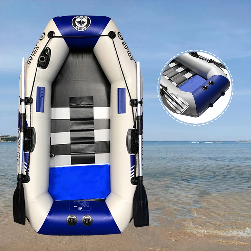 SOLARMARINE Single 3 Layer PVC Inflatable Kayak Fishing Boats Lightweight Portable Rowing Craft with Free Accessories