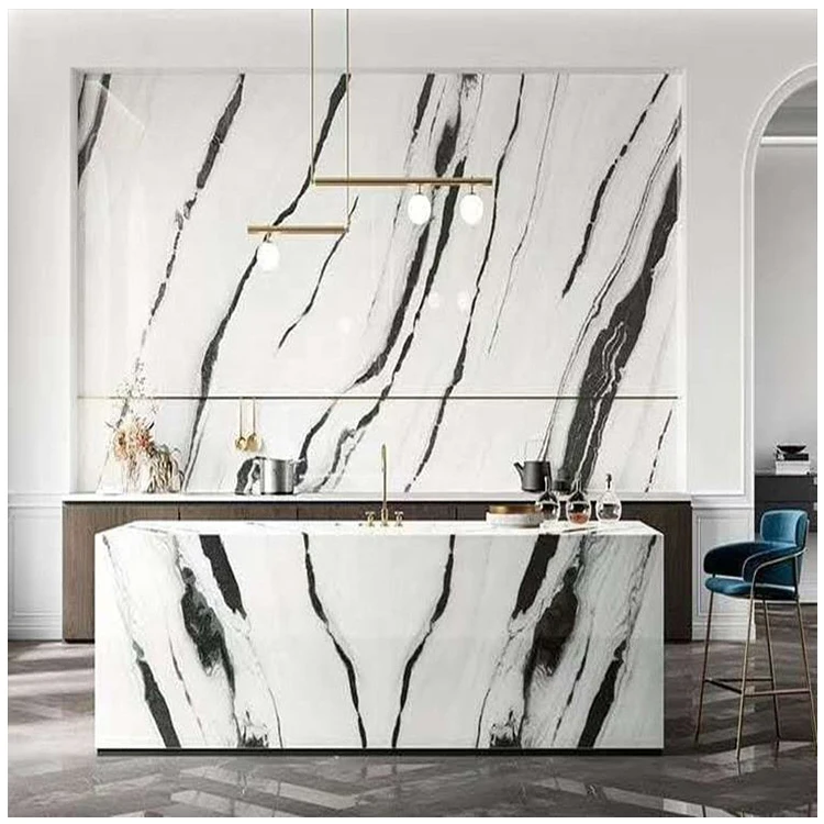 polished china panda white and black marble wall flooring countertop stairs paving bookmatch panda white marble slab