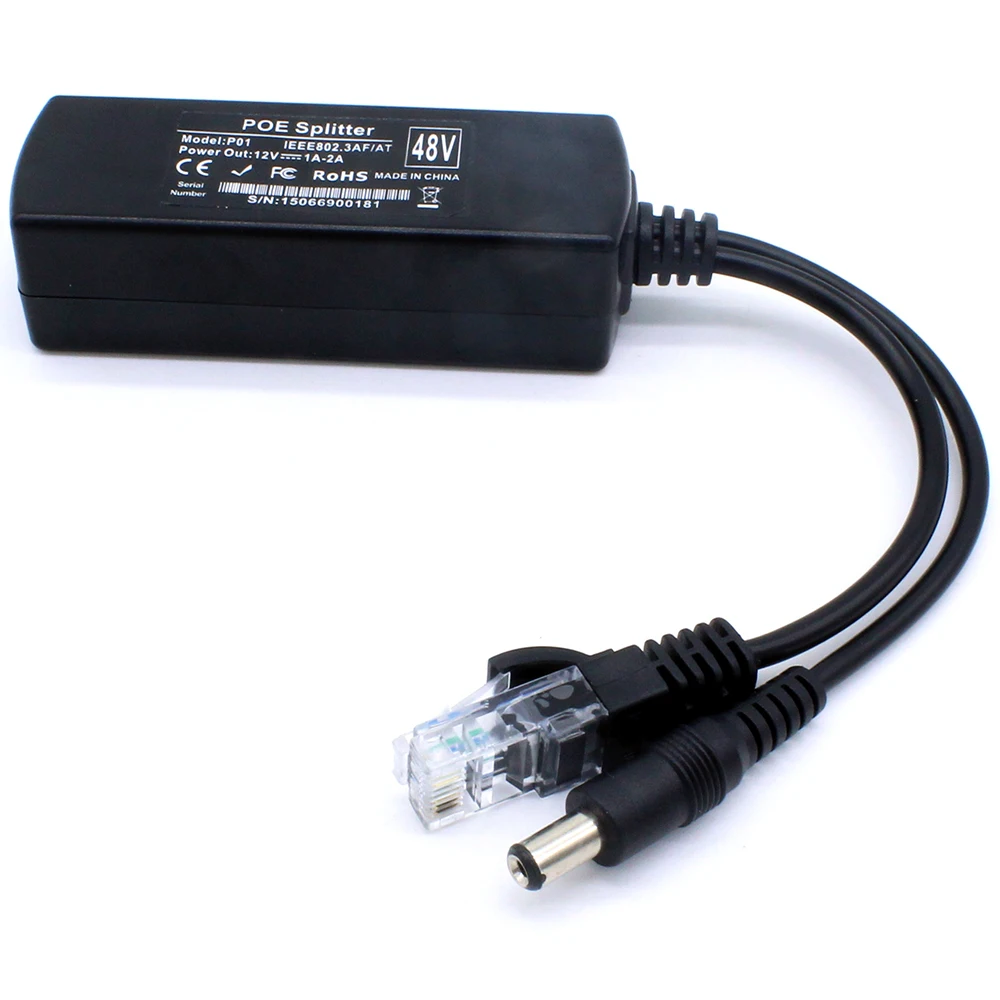 2 Port Input 48V 24V Passive 1/100/1000/100 5v 12v 19v and injector 2A POE Splitter 12V