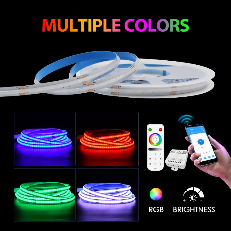 5M 576LEDS/M RGB COB LED Strip Lights Flexible Cabinet Kitchen Tape Decor DIY Lighting