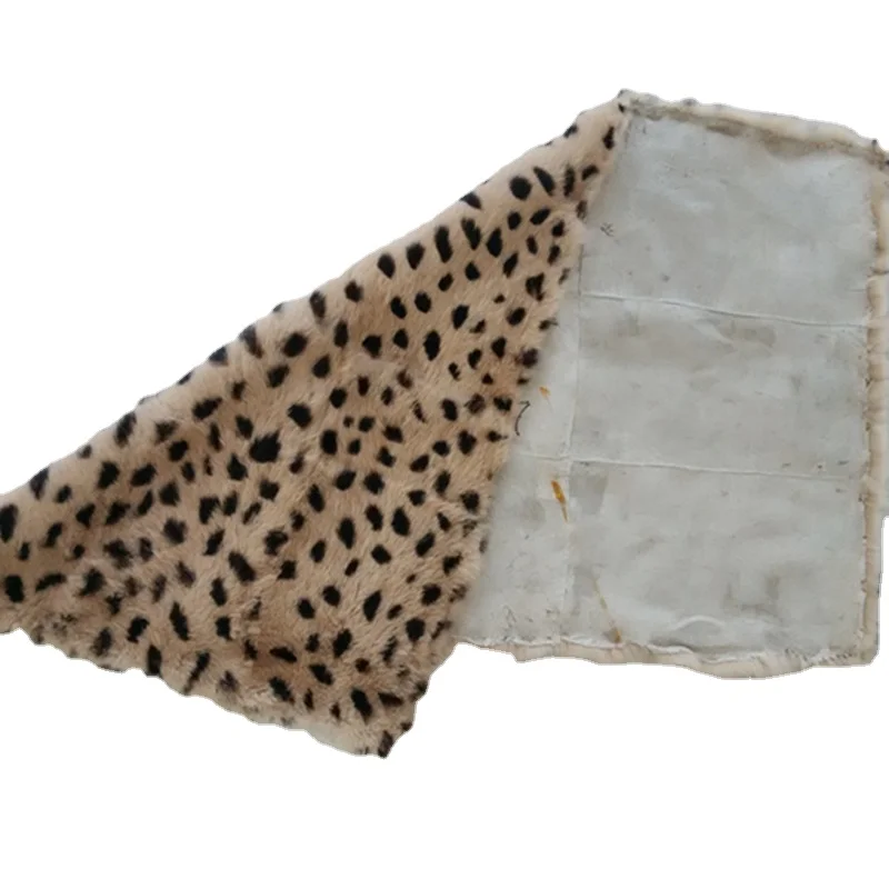 
High Quality Custom Rex Leopard Print Rabbit Fur Board Tanning Fashion Design Blanket Soft Warm Mattress Animal Rug 
