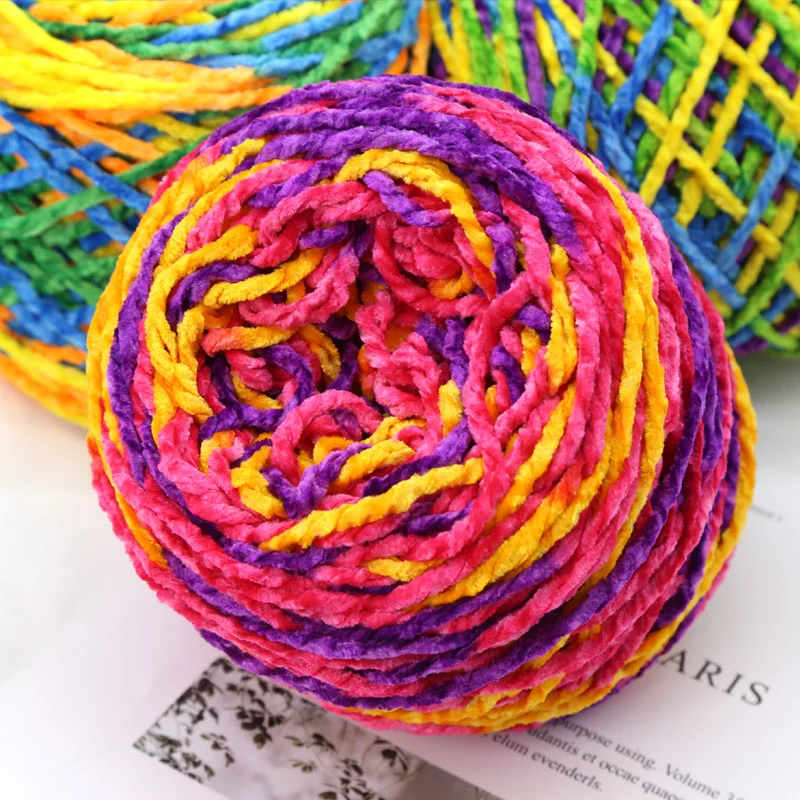 High Three Strands Chenille Wool 3 Strands Velvet Crochet Thread Woven Scarf Thread Handmade Sweater Thread DIY Polyester Yarn