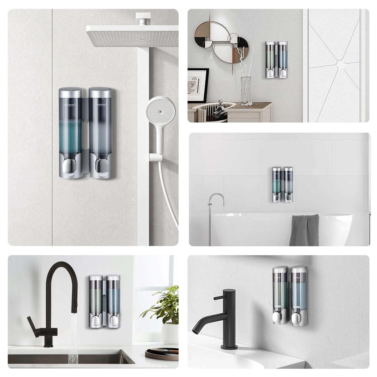 Manual Abs Plastic Soap Dispenser Wall Mounted Shampoo Hotel Double Abs Plastic Liquid Soap Dispenser Wall Shampoo Dispenser