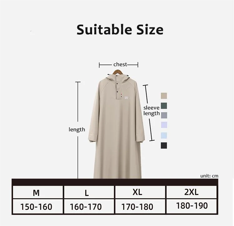 New Extended Loose Waterproof Adult Unisex Bike Electromobile Thickening Polyester Pongee Rain Poncho with Wide Hood Brim