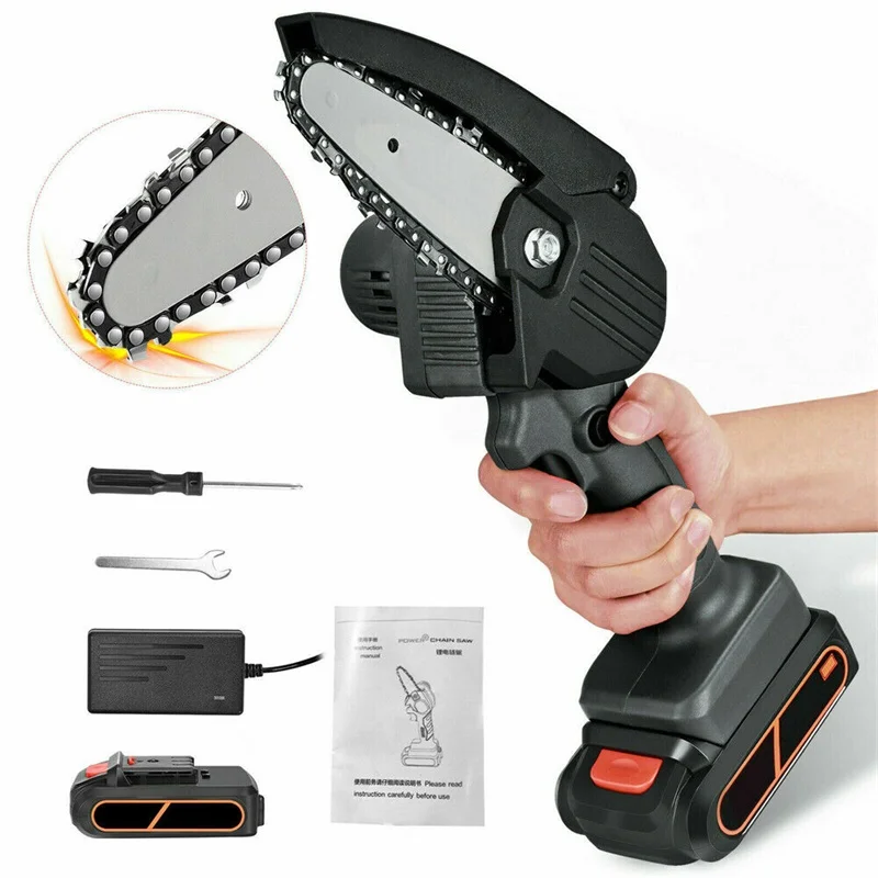 550w Mini Electric Chain Saw One-hand Woodworking Lithium Battery Pruning Chainsaw Wood Cutter Cordless Garden Rechargeable Tool