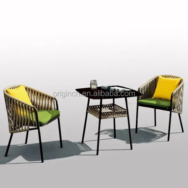 New design all weather patio outdoor furniture square table woven rope bar stool