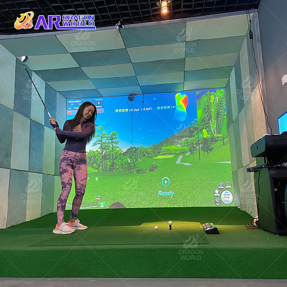 New Indoor Golf Simulator Manufacturer Projection Interaction Screen Smart Golf Game Simulator amusement park