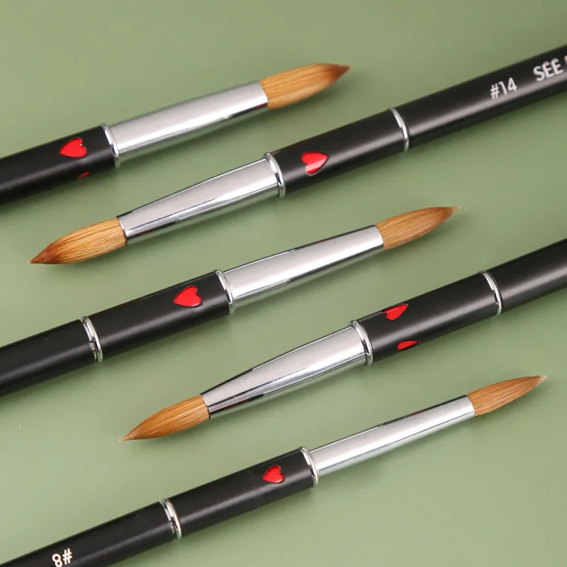 2021 колинский щетка для ногтей новый стиль в форме сердца Милая Кисть для дизайна ногтей черная ручка 8 10 12 14 16 Высокое качество колинский