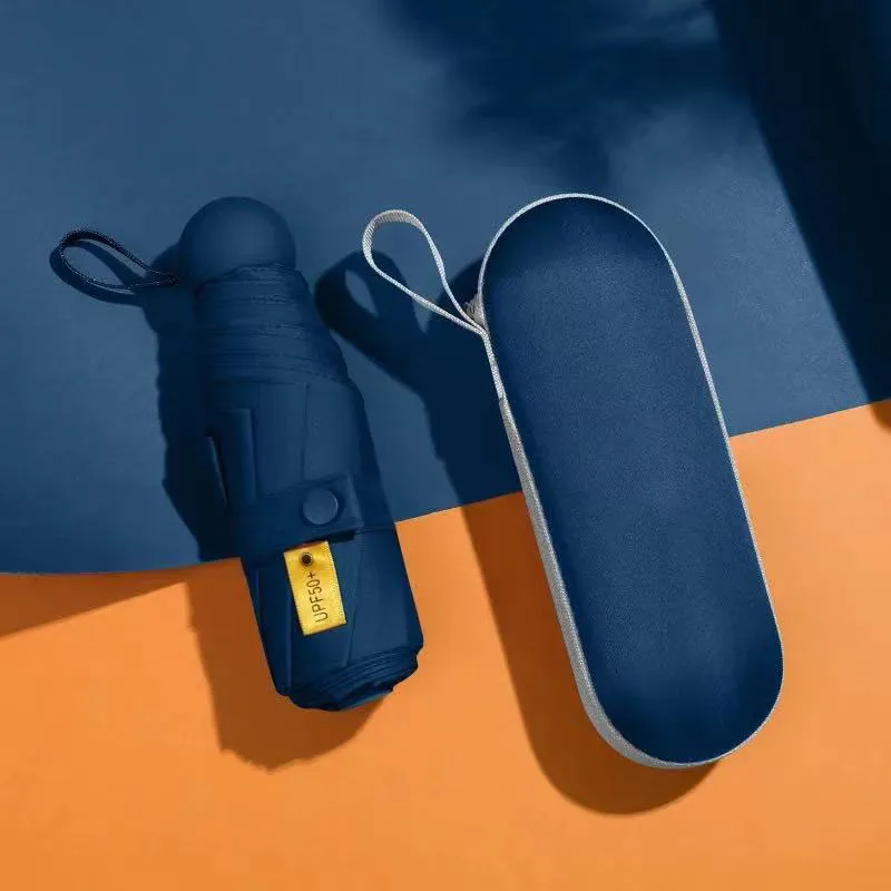 6 ribs Fiberglass commercial umbrella capsule uv umbrella 5 folding uv mini pocket custom printed umbrella