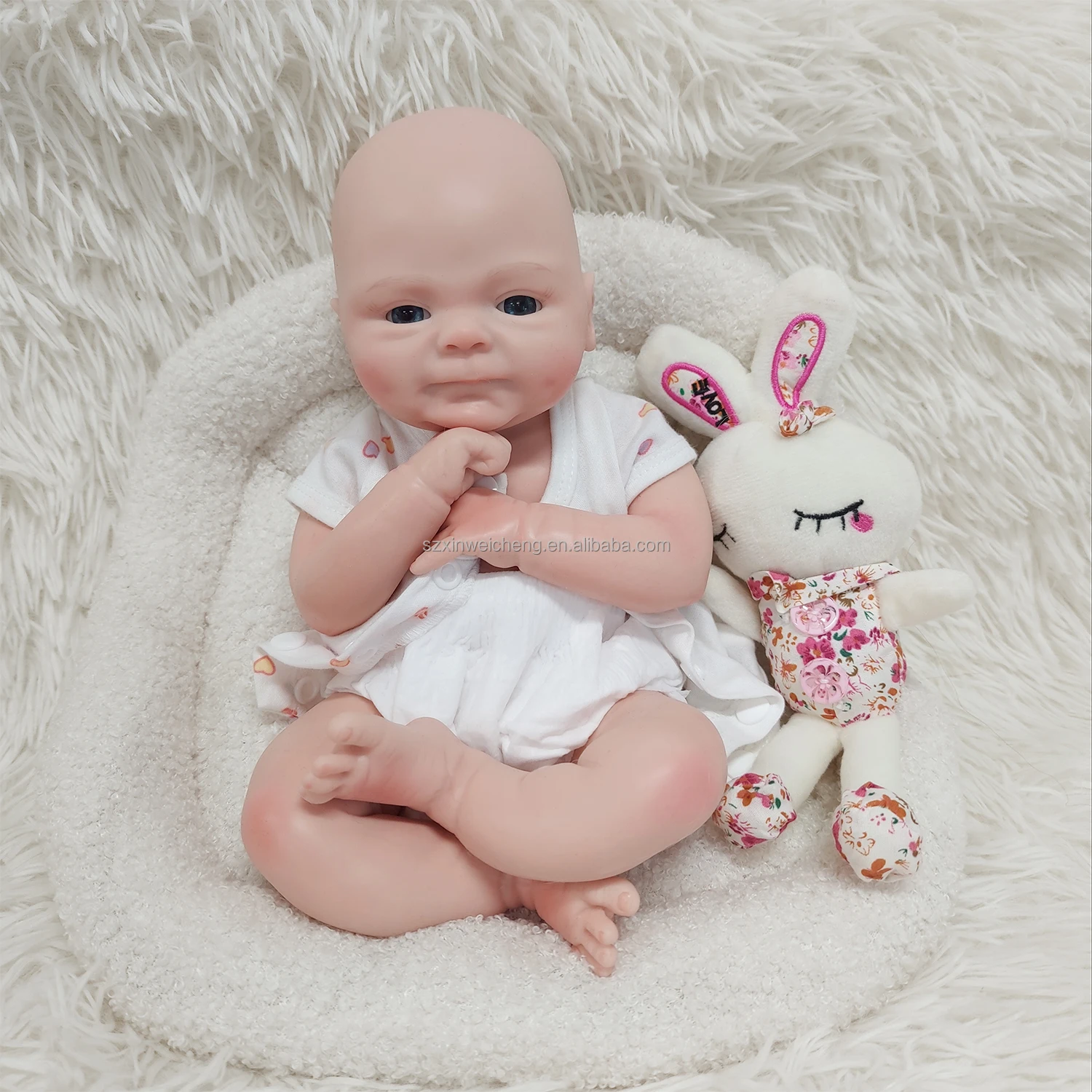 Wholesale 16inch Reborn Full Silicone Dolls Realistic Mini Newborn Smile Baby Toys Washable Collectibles