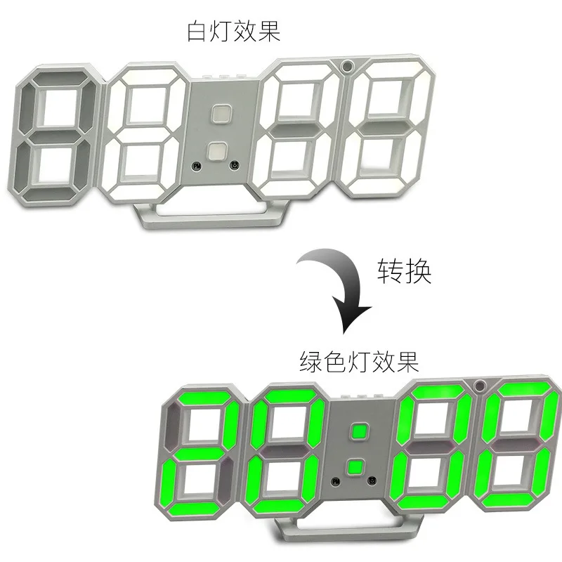 Korean hot-selling creative two-color 3DLED digital clock temperature alarm clock digital wall mounted clock decoration clock