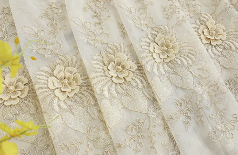 Sunny Textile Simple European-style Living Room Embroidered Gauze Curtain Finished Curtain