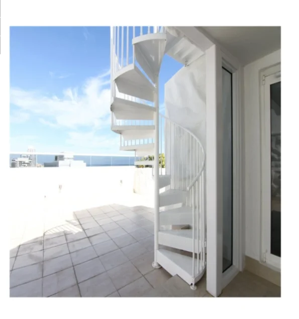 Commercial Outdoor Emergency Ladder Wrought Spiral Stairs Carbon Steel Beam Spiral Staircase