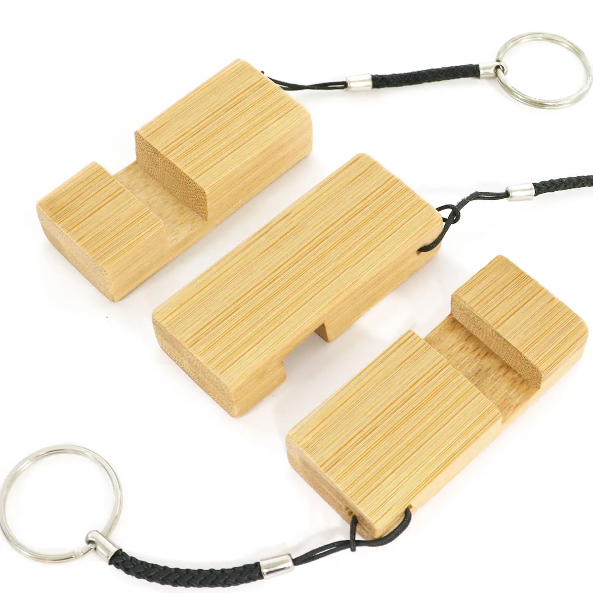 portable Engravable Personalized Blank keyring accessories key chain phone standee wood key chains bamboo phone stand holder
