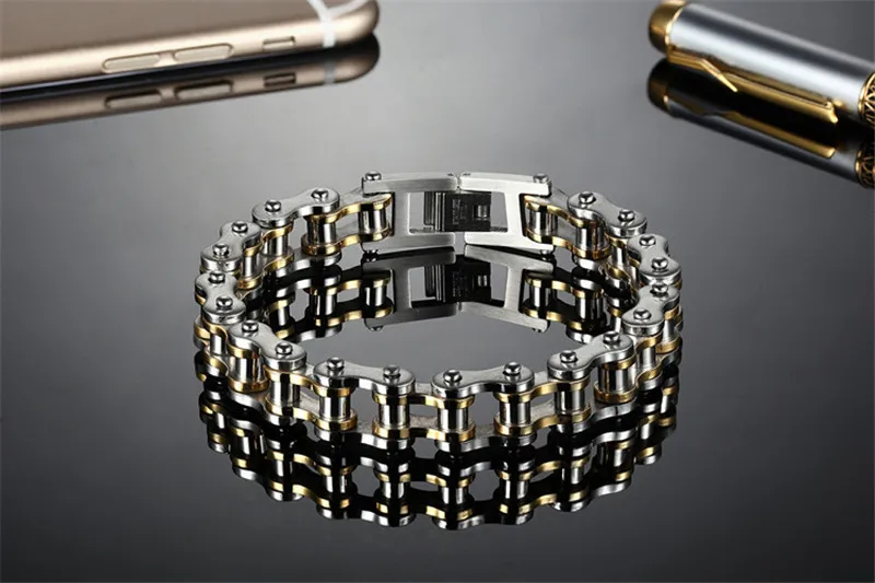 Wholesale fashion man jewelry stainless steel chain bracelet motorcycle chain bracelet mens bike chain bracelets