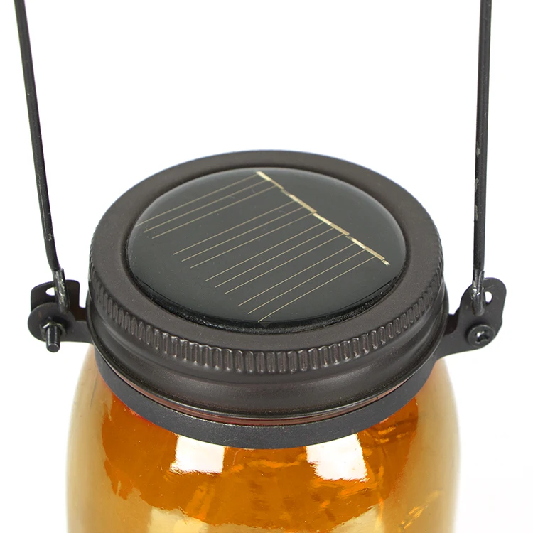 Solar Glass Rechargeable Solar Hanging Lantern Light for Outdoor Garden