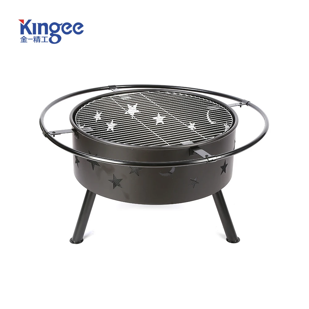 23.5 Inch Outdoor Charcoal Fire Pit Camping Portable Iron Fire Pit Bbq Grill