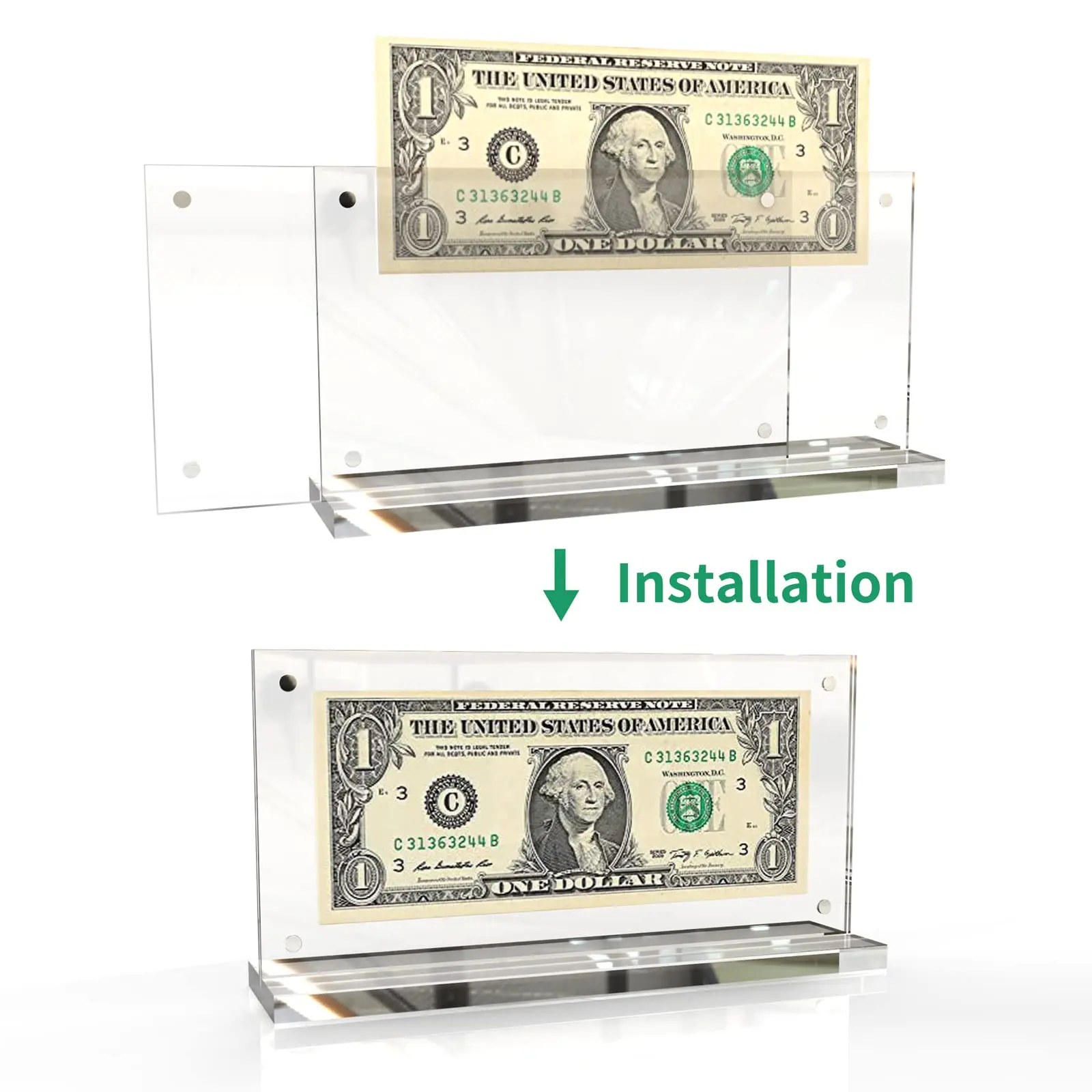 Hot Selling Clear Acrylic Paper Currency Display Holder Clear Acrylic Bill Frame Ticket Protector Banknotes